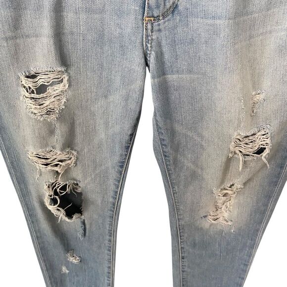 Paige Jimmy Jimmy Crop Jeans in Distressed Light Denim Low Rise in Size 27 - Picture 7 of 10